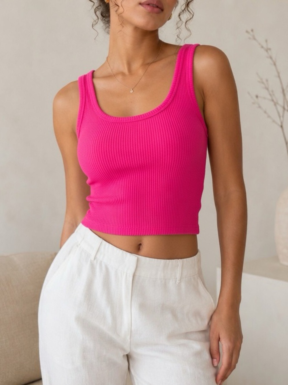 Ribbed Tank Top - Womens Crop Tank